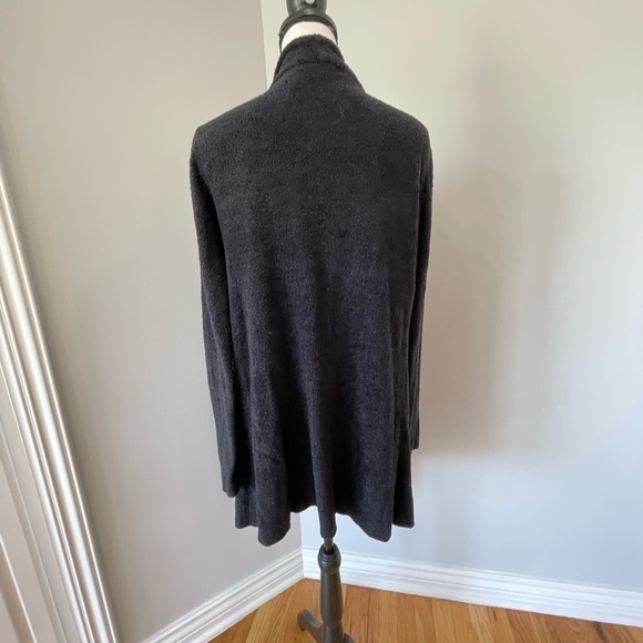 Barefoot Dreams Bamboo Chic Lite S/M open front cardigan in black - Picture 2 of 12
